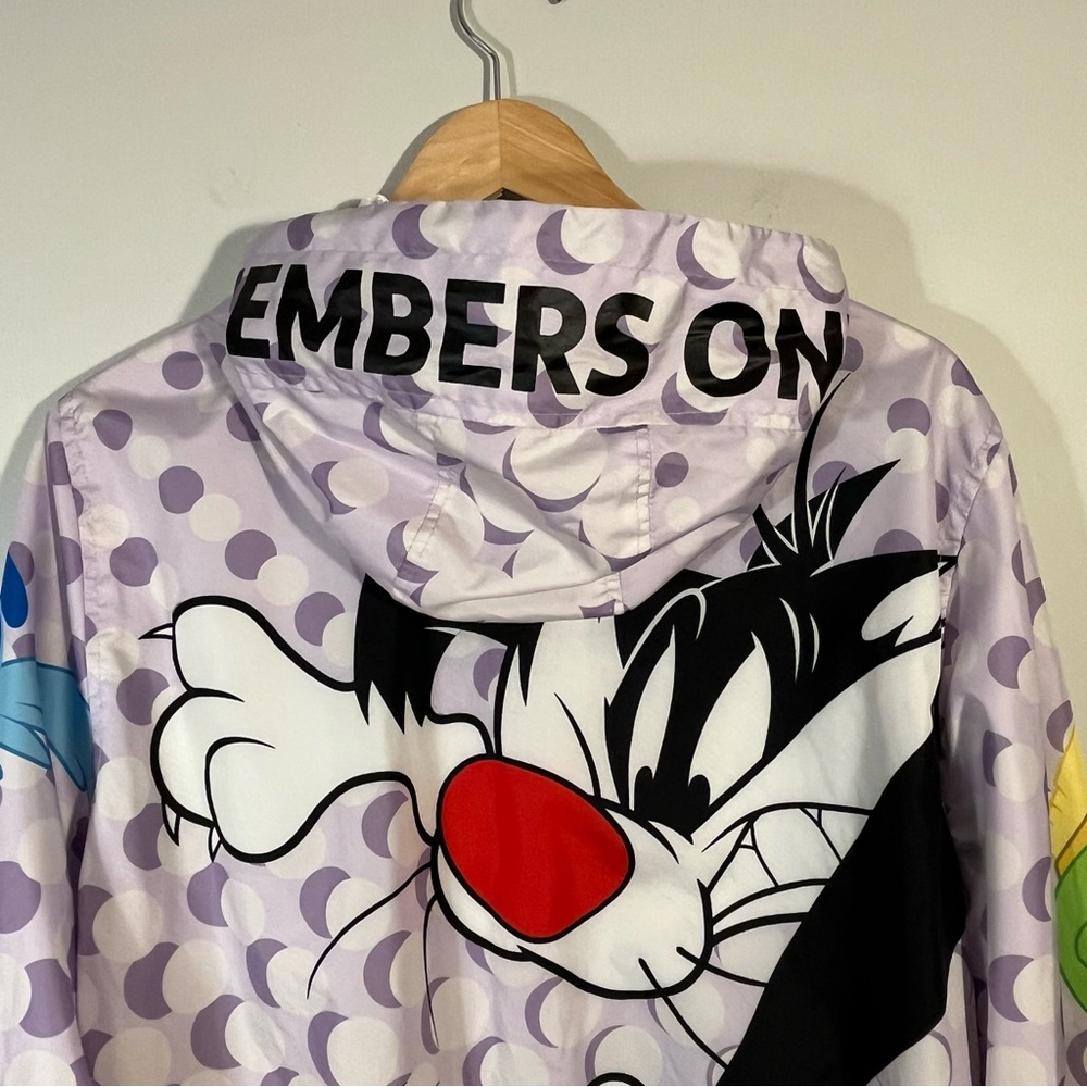 Members Only x Looney Tunes Graphic Color Block Hooded Windbreaker Jacket Large - Picture 5 of 12
